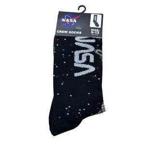 NASA Black Space Graphic Crew Socks Mens